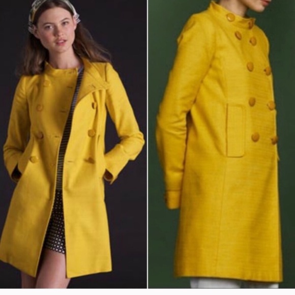 J Crew Yellow Long Coat - Picture 2 of 8